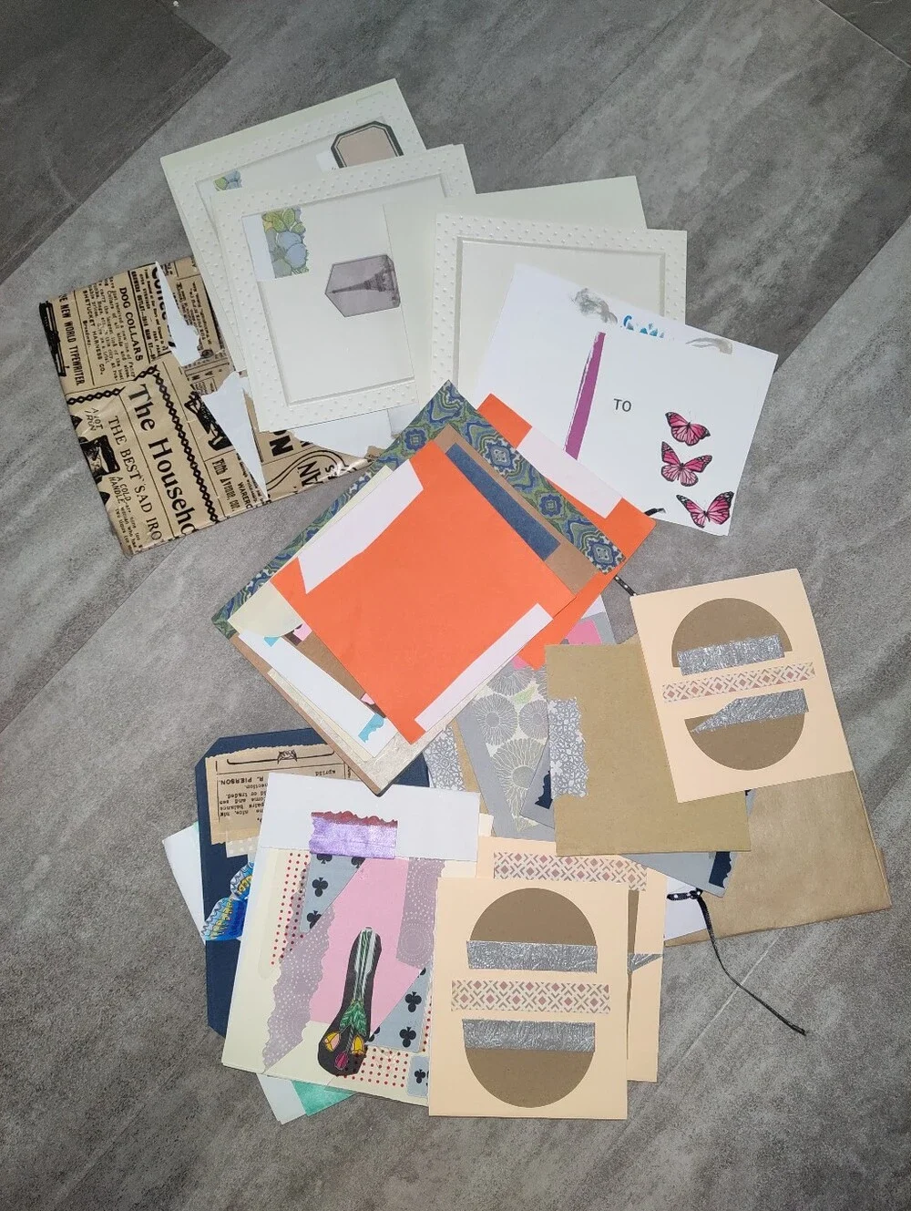 Handmade Greeting Card & Postcard Lot Assorted Cards Envelopes Mixed Media Vinta
